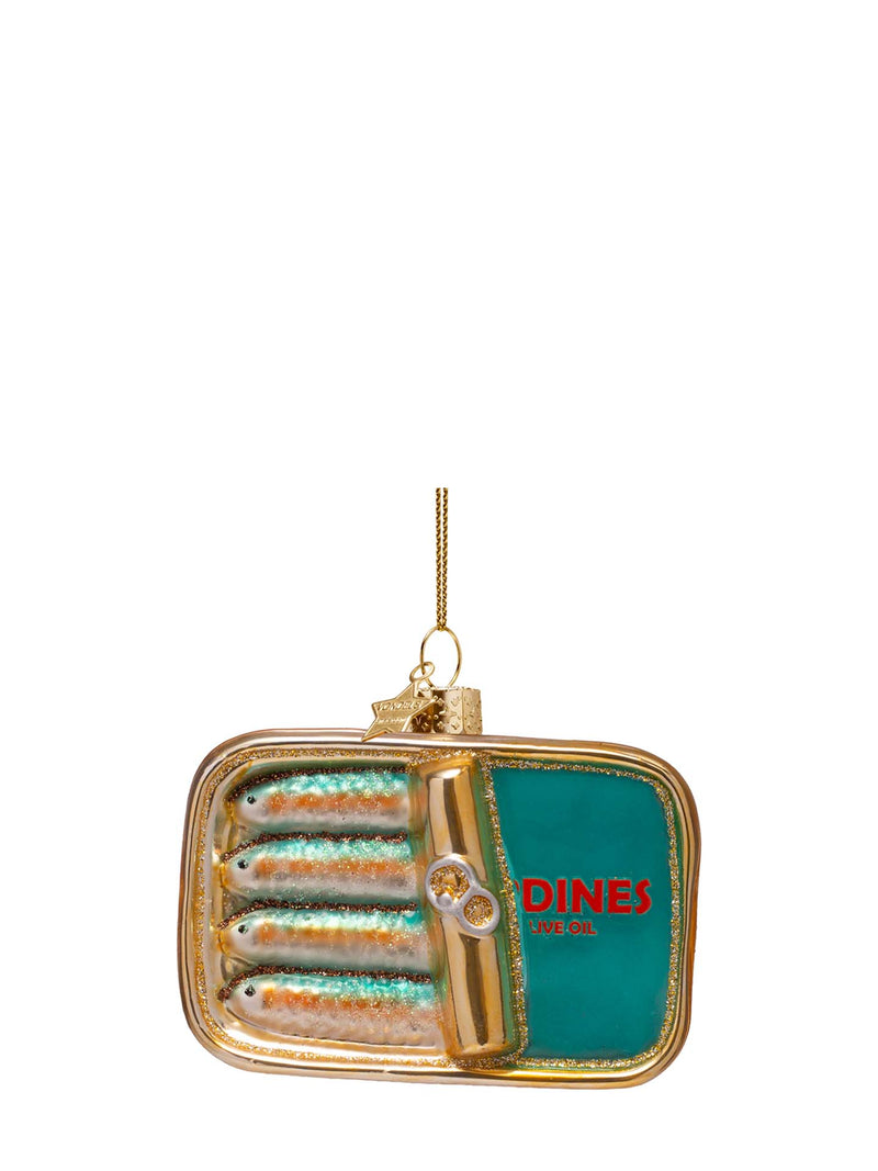 Blue sardines glass ornament