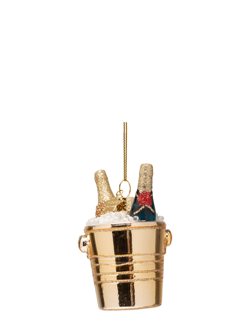 Champagne bottles in cooler glass ornament