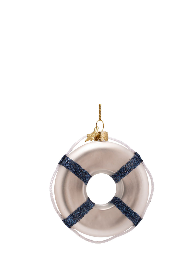 Skinny dipping life buoy glass ornament