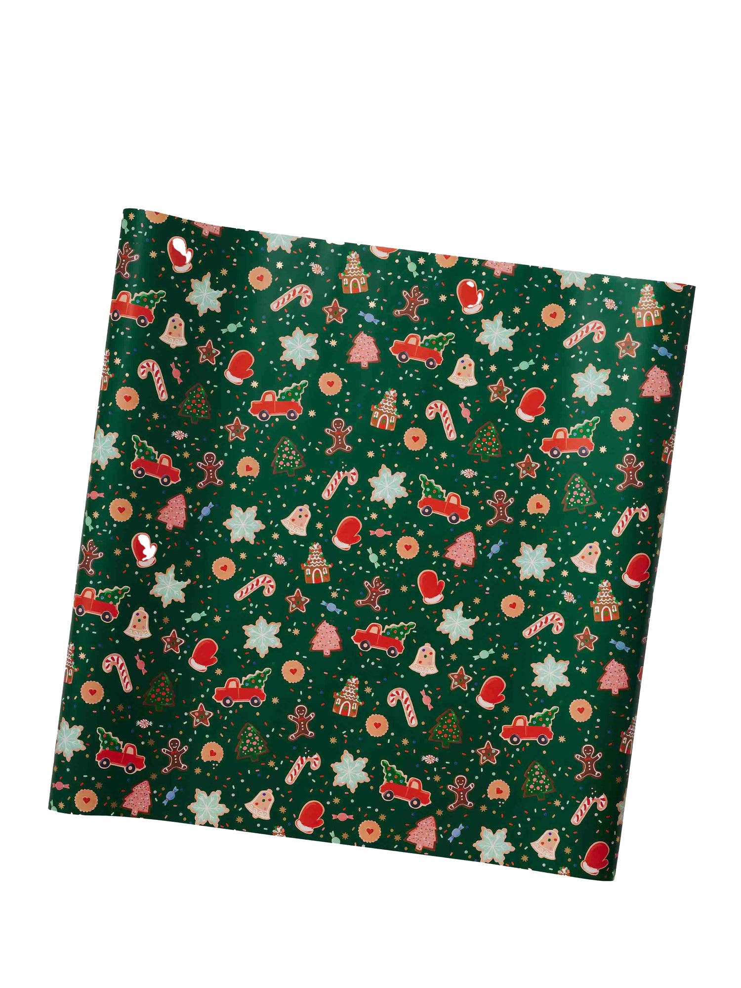 'Christmas Cookies' gift wrap roll (2,44m), green