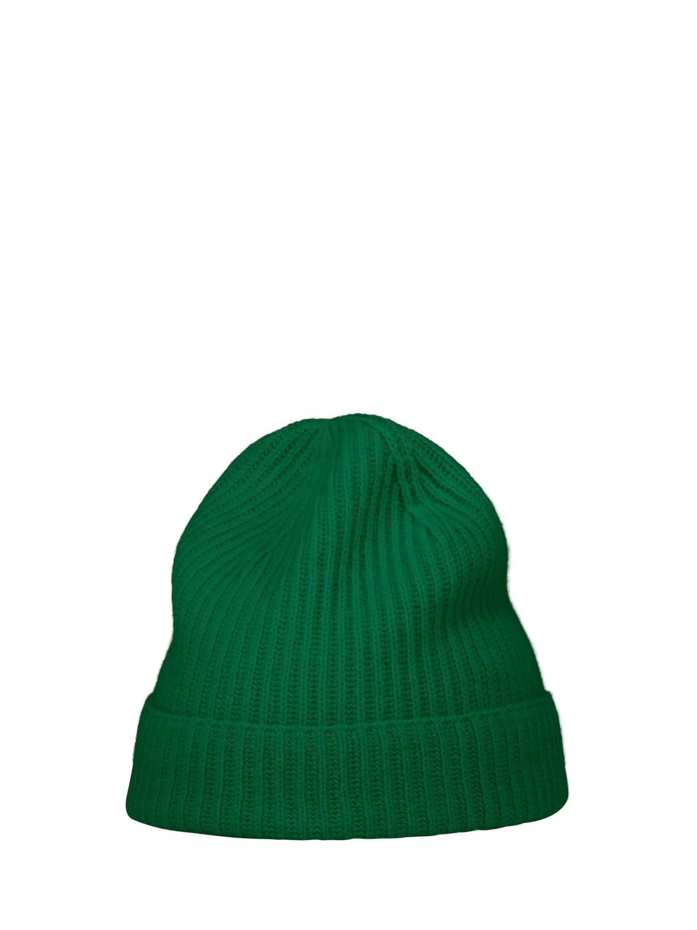 Green beanie hat on a white background