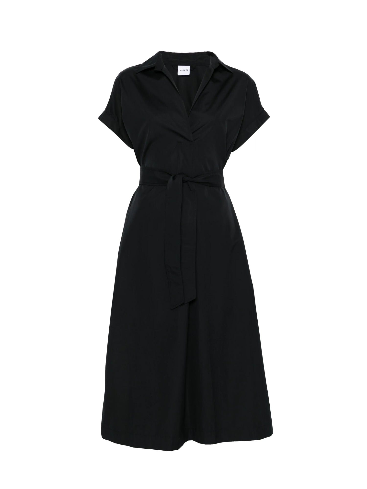 Long dress with belt, black