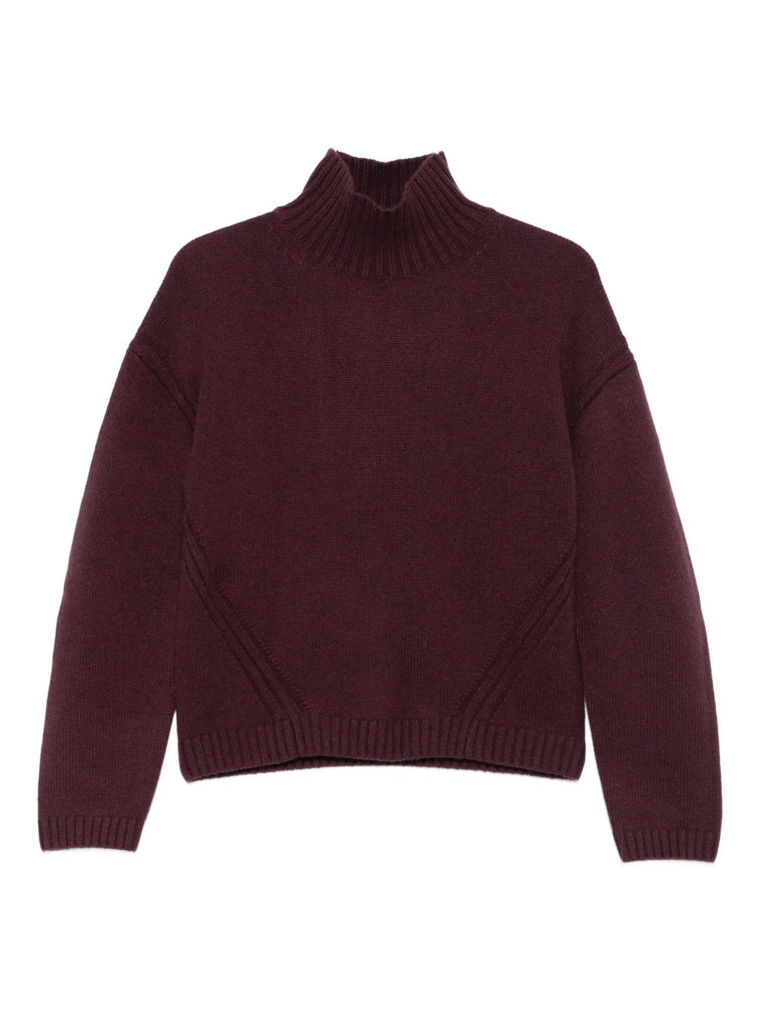 Joseph's burgundy turtleneck sweater on a white background