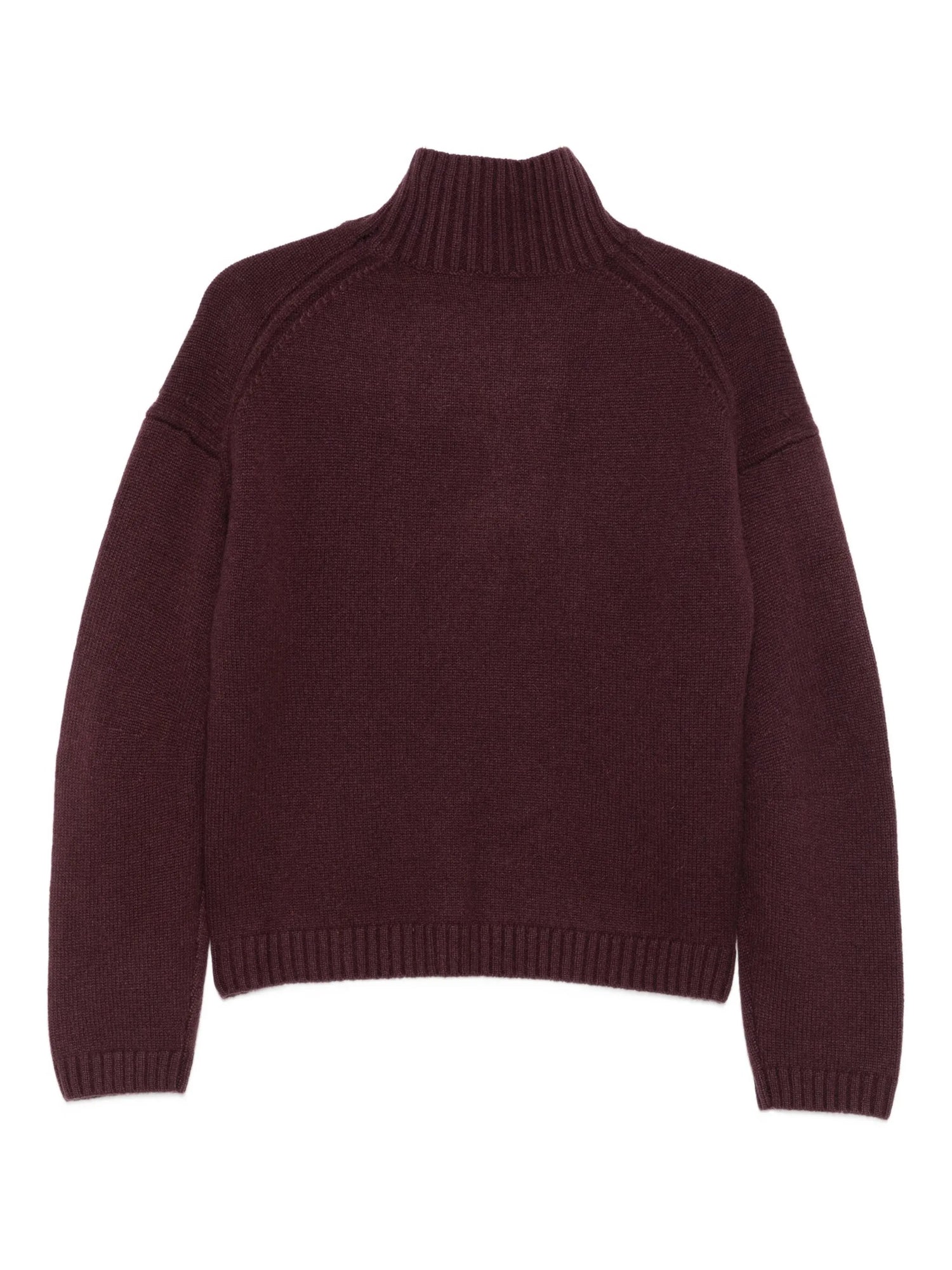 Luxe cashmere high neck long sleeve sweater, burgundy