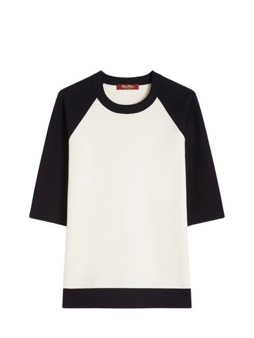 Black and blue baseball-style knitwear by Max Mara