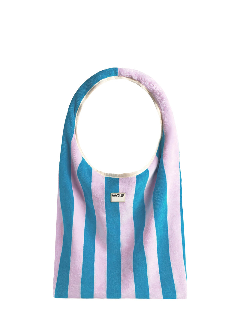 Lanzarote t-shirt bag, lilac and turquoise stripe