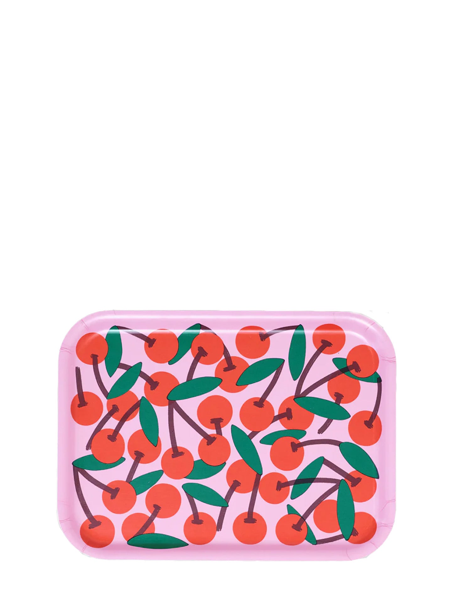 Cherries Pink Mini Rectangle Serving Tray, Small