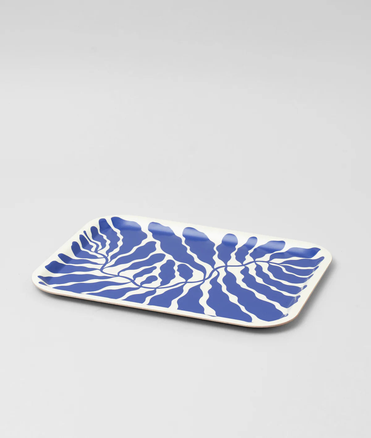 Leaves Deep Blue Mini Rectangle Serving Tray, Small