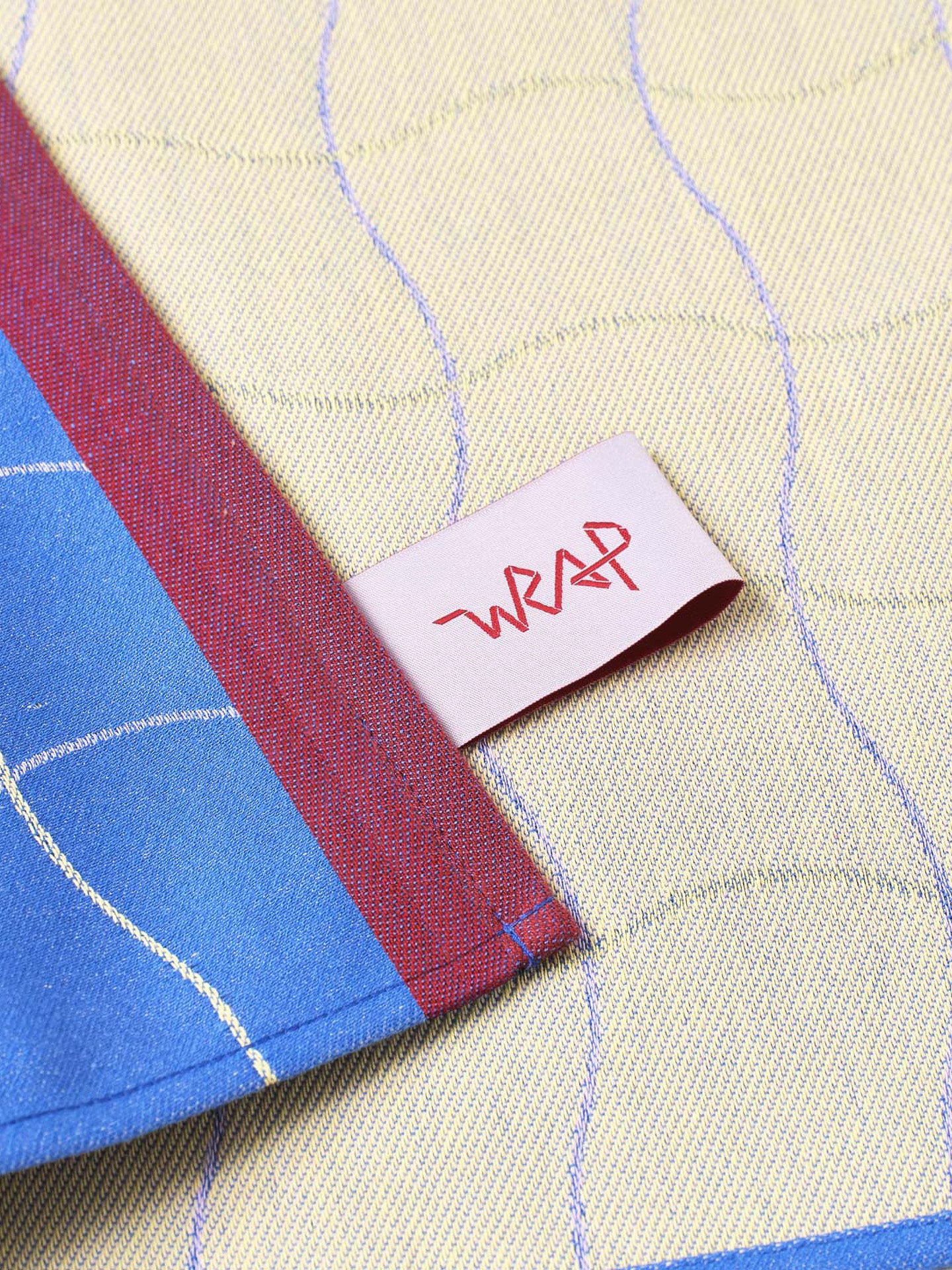 Wave grid tea towel, blue