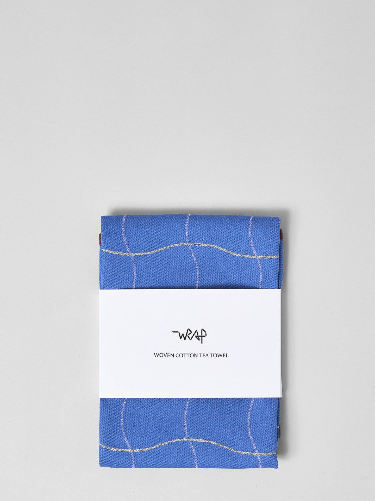 Wave grid tea towel, blue