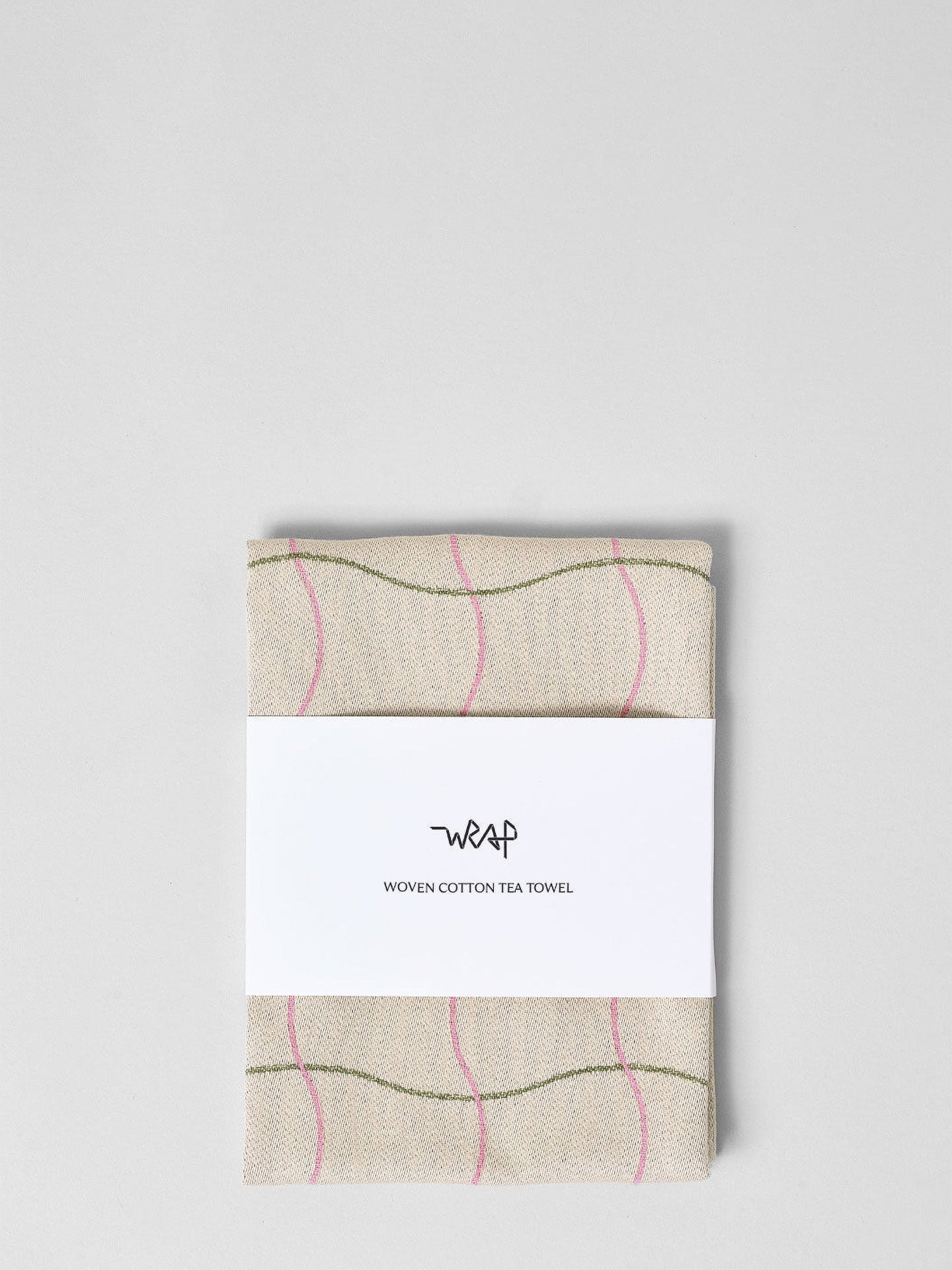 Wave grid tea towel, natural