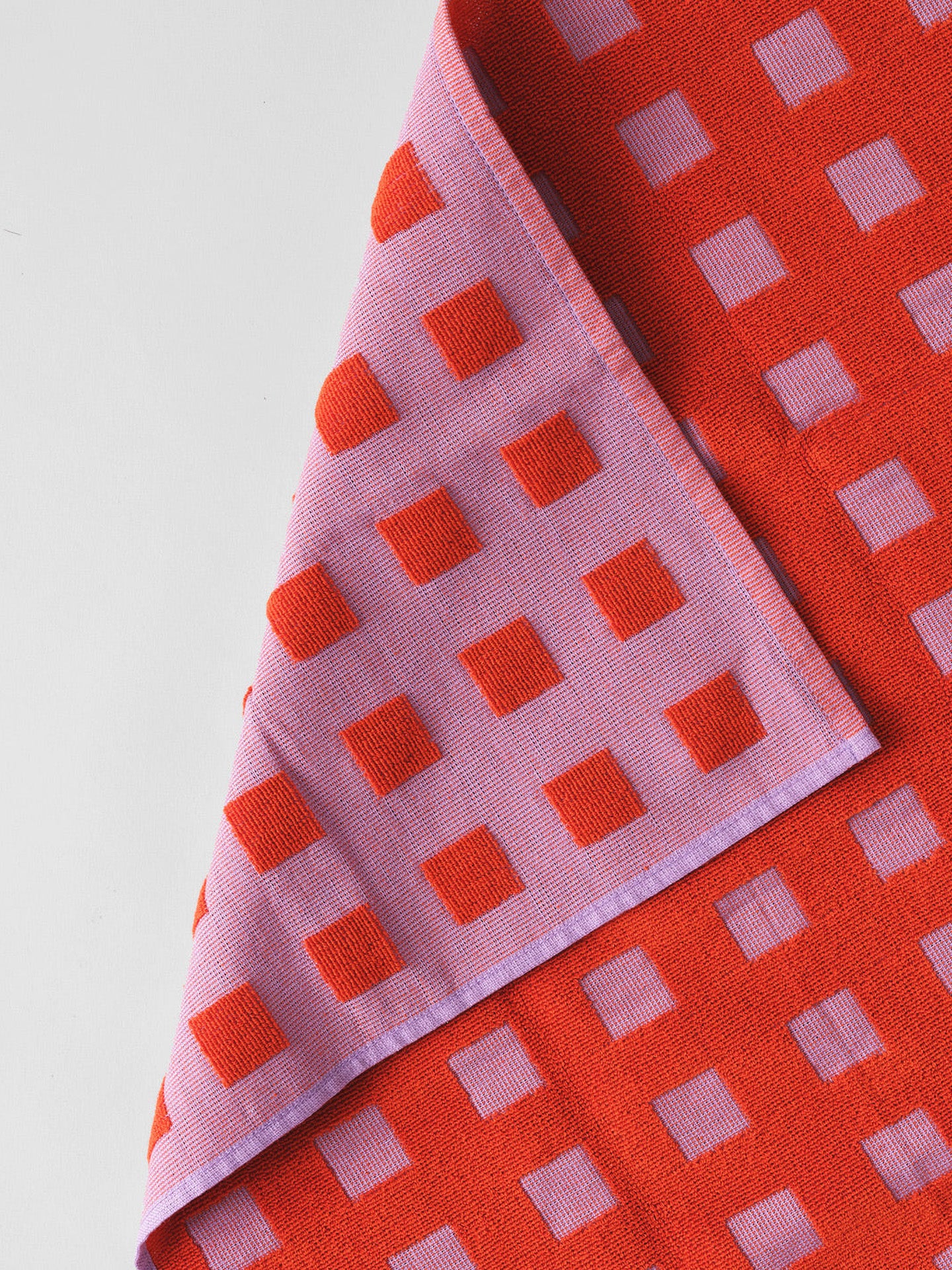 Terry squares hand towel, lilac/red