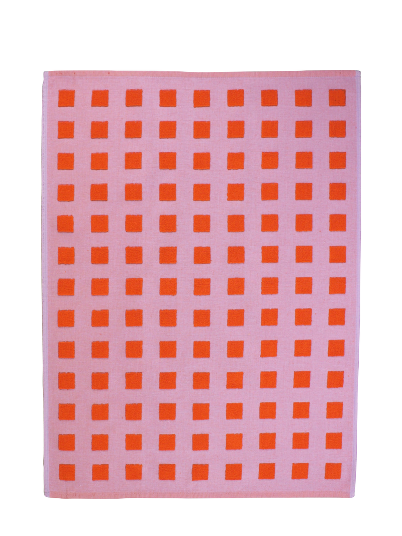 Terry squares hand towel, lilac/red