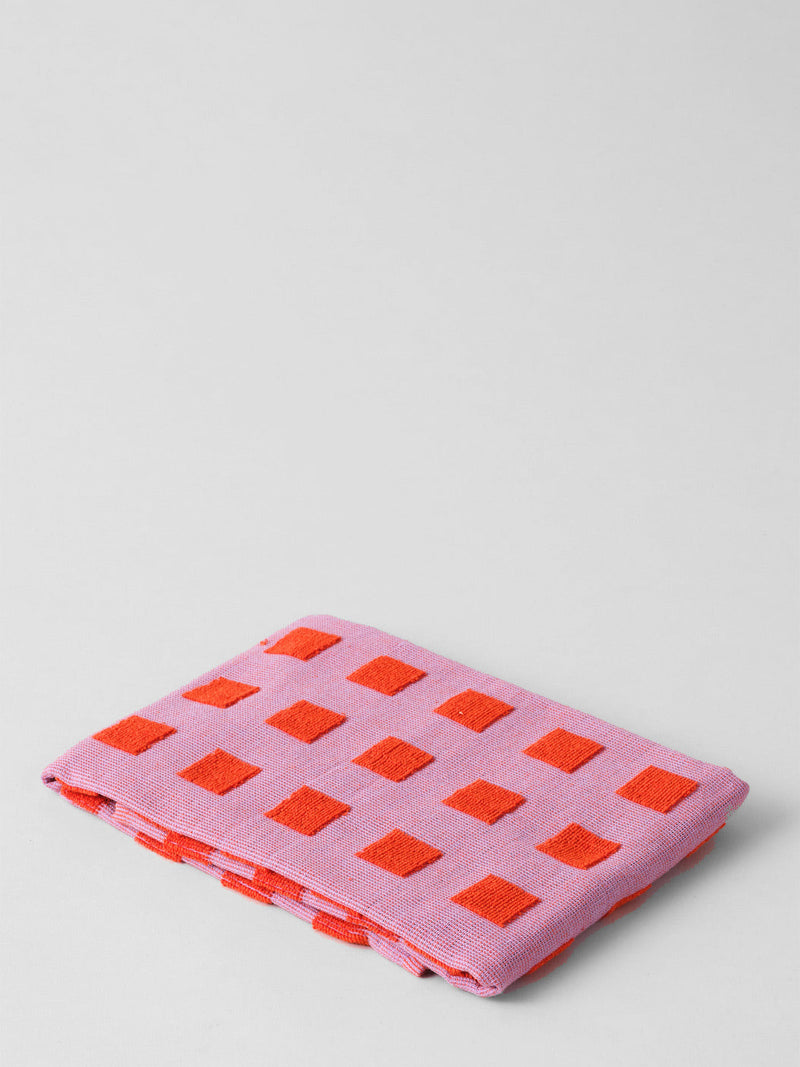 Terry squares hand towel, lilac/red