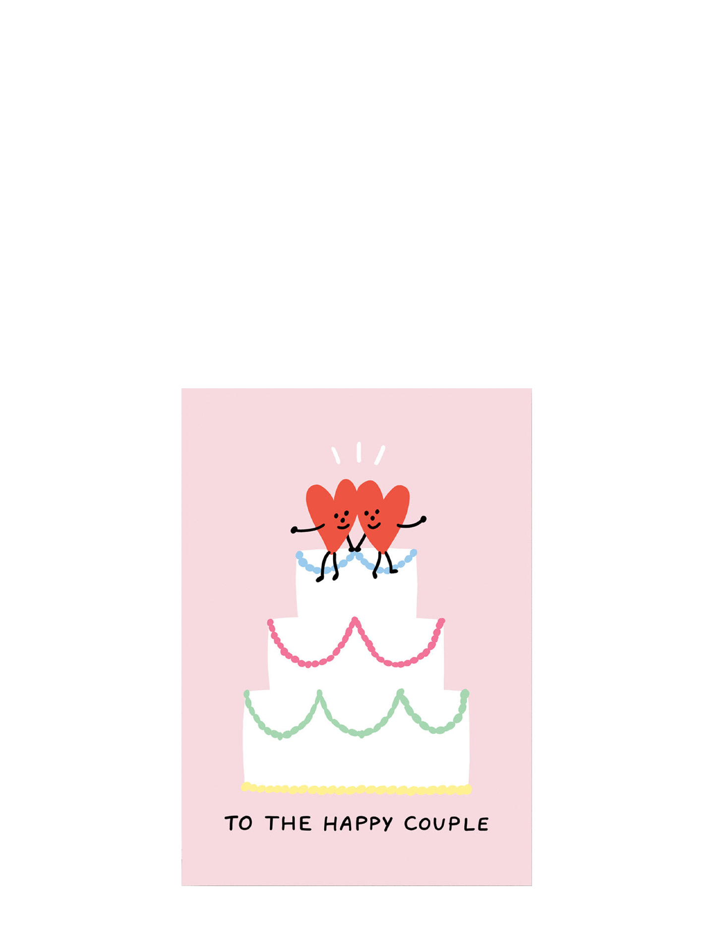 To The Happy Couple two hearts on cake wedding card