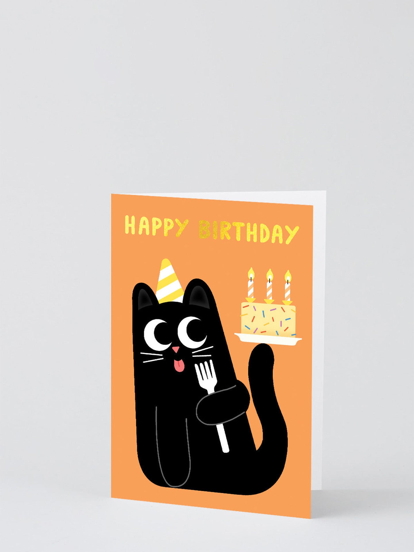 Happy birthday cake & cat birthday card