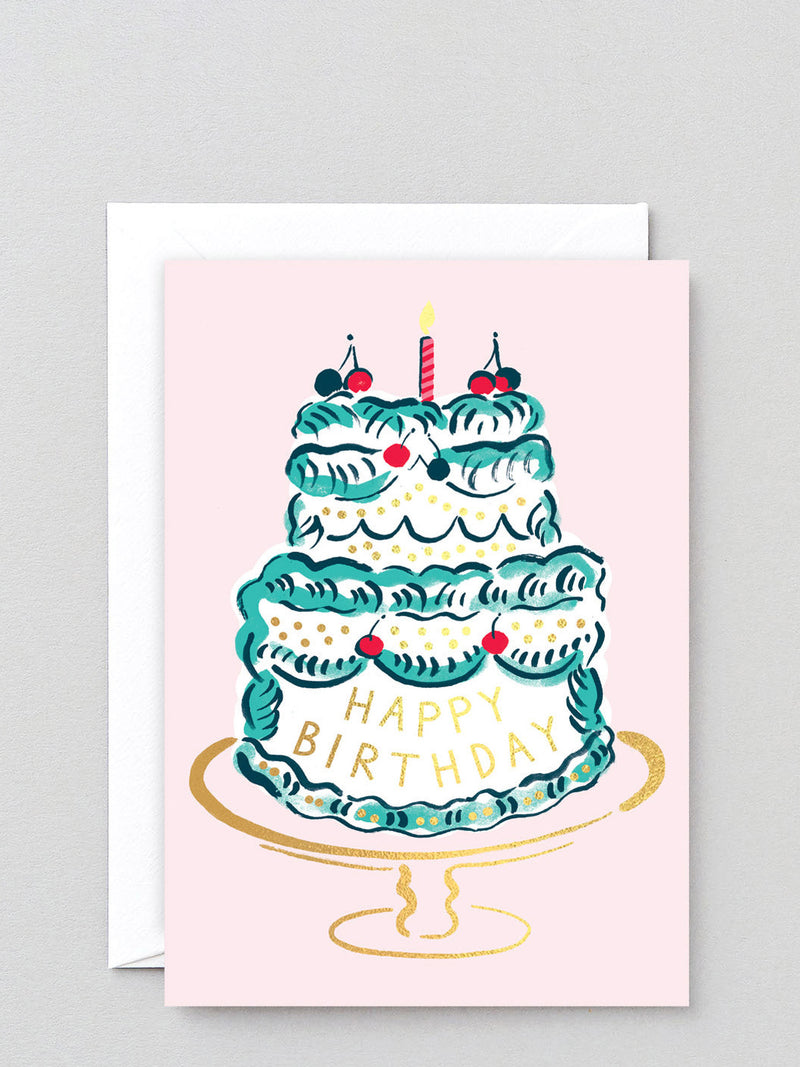 HB cake and candle, birthday card