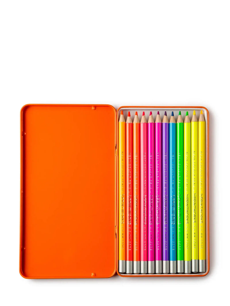 Set of 12 colour pencils, neon