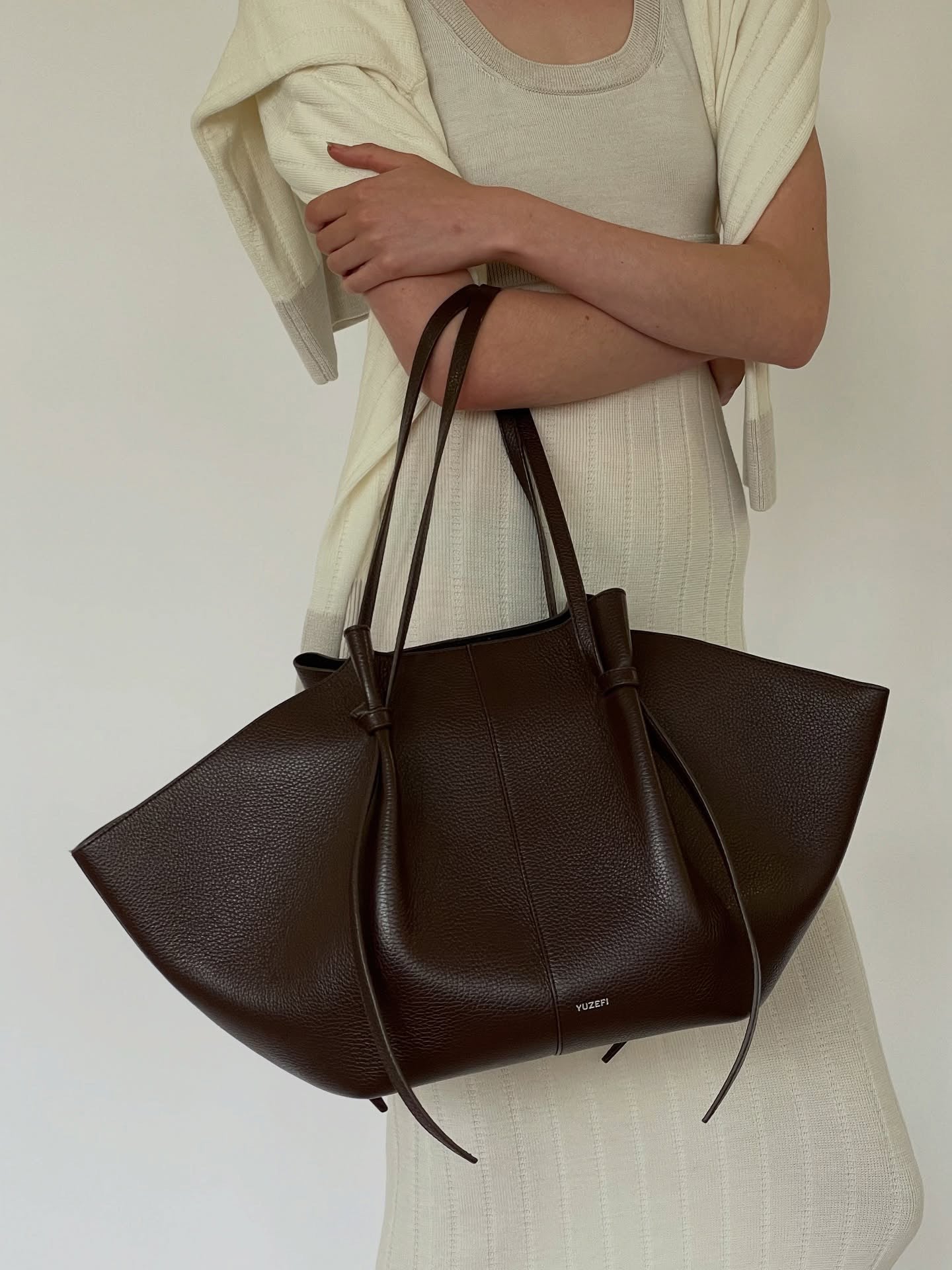 Large Mochi bag, espresso pebble grain leather
