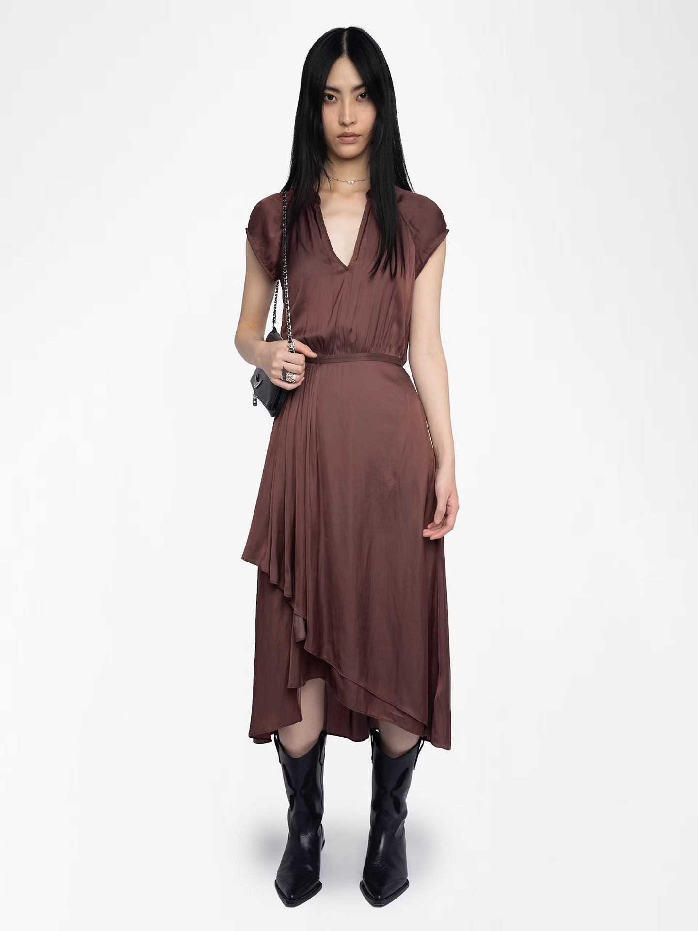Randall satin dress, Burgundy