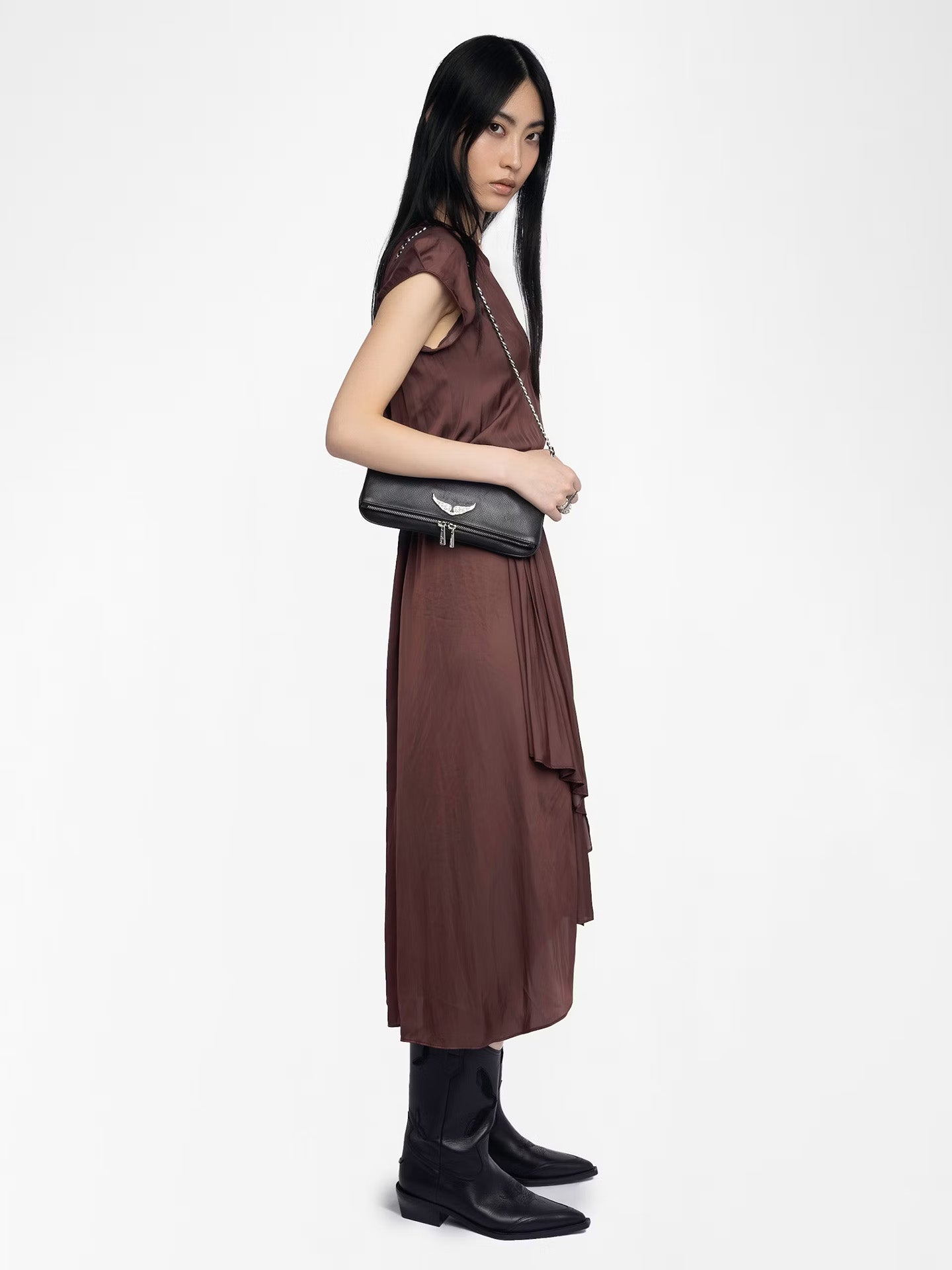 Randall satin dress, Burgundy