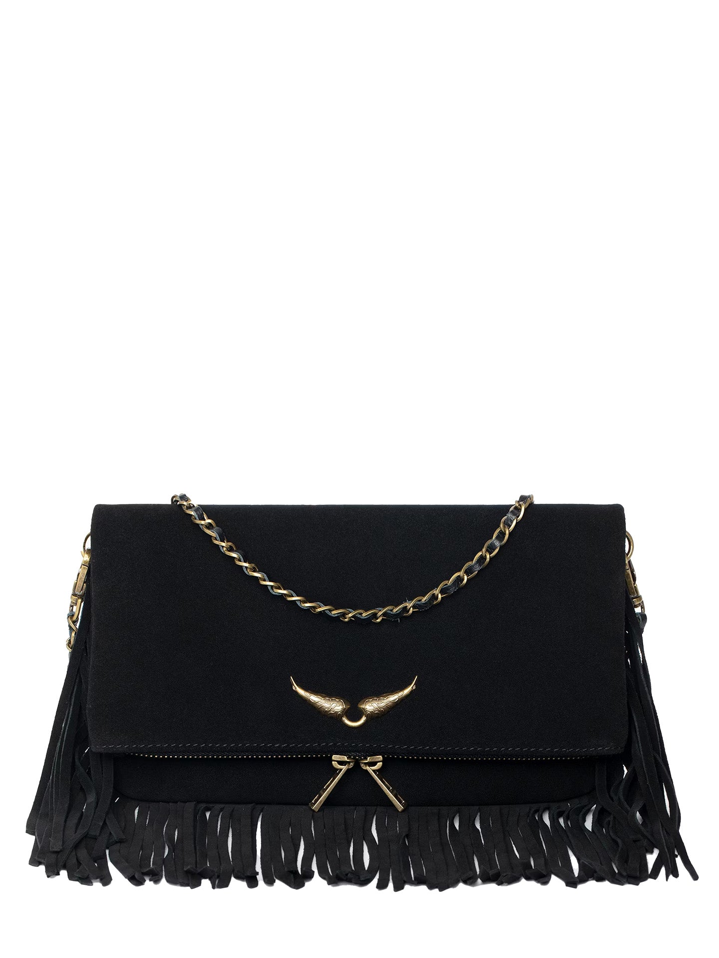 Rock fringes suede bag, Black