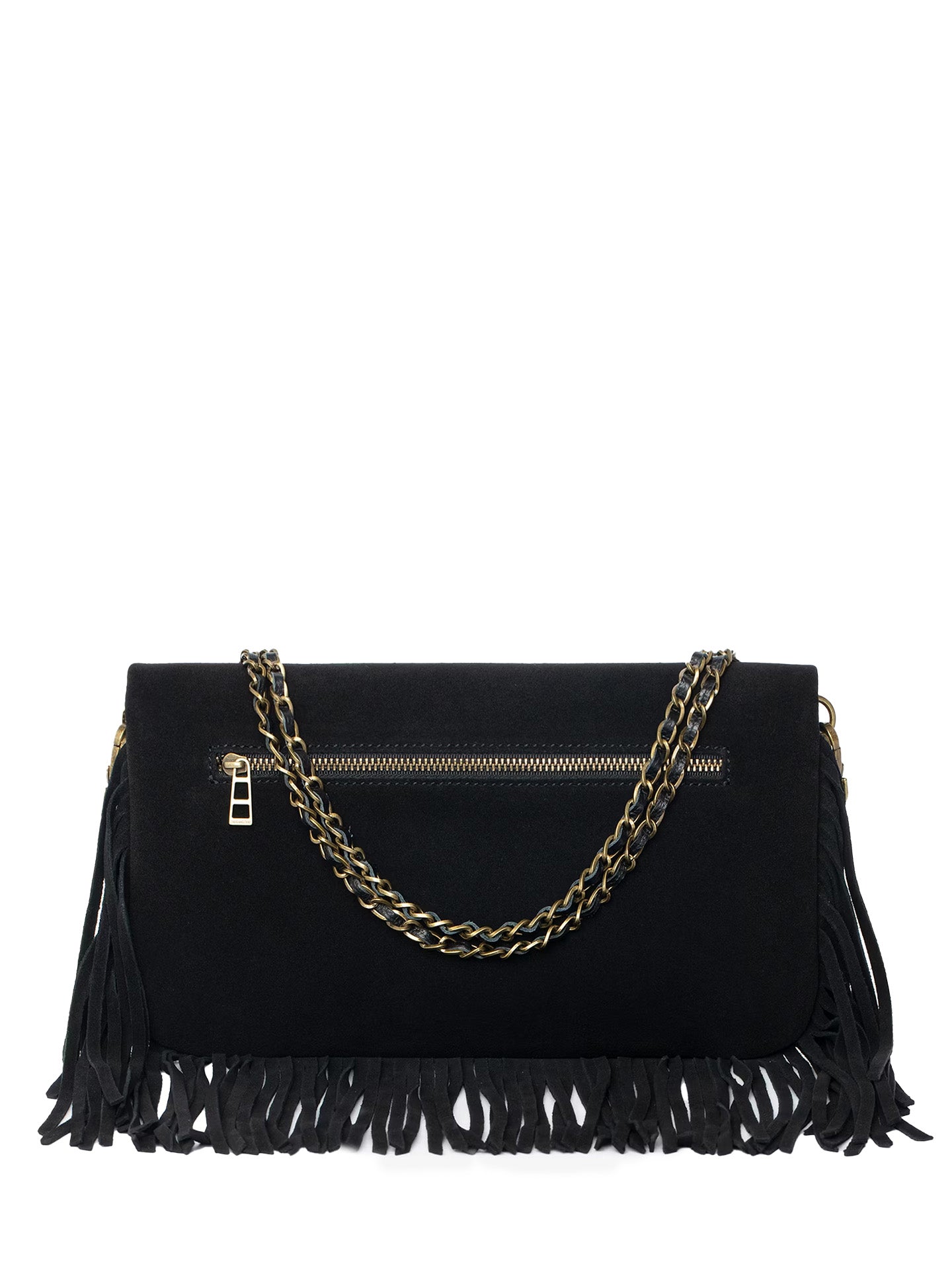 Rock fringes suede bag, Black