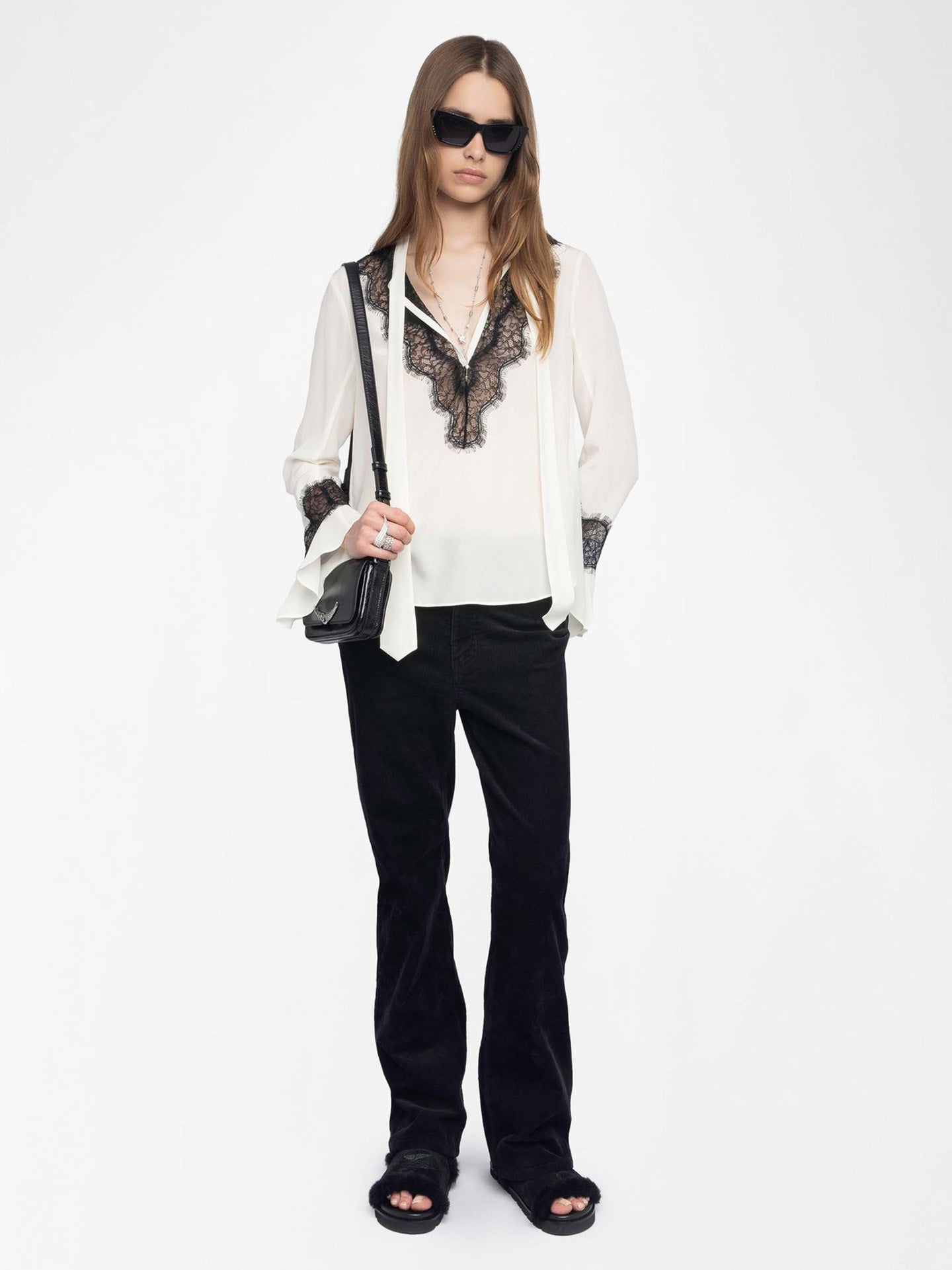 Tuan lace blouse, White/Black