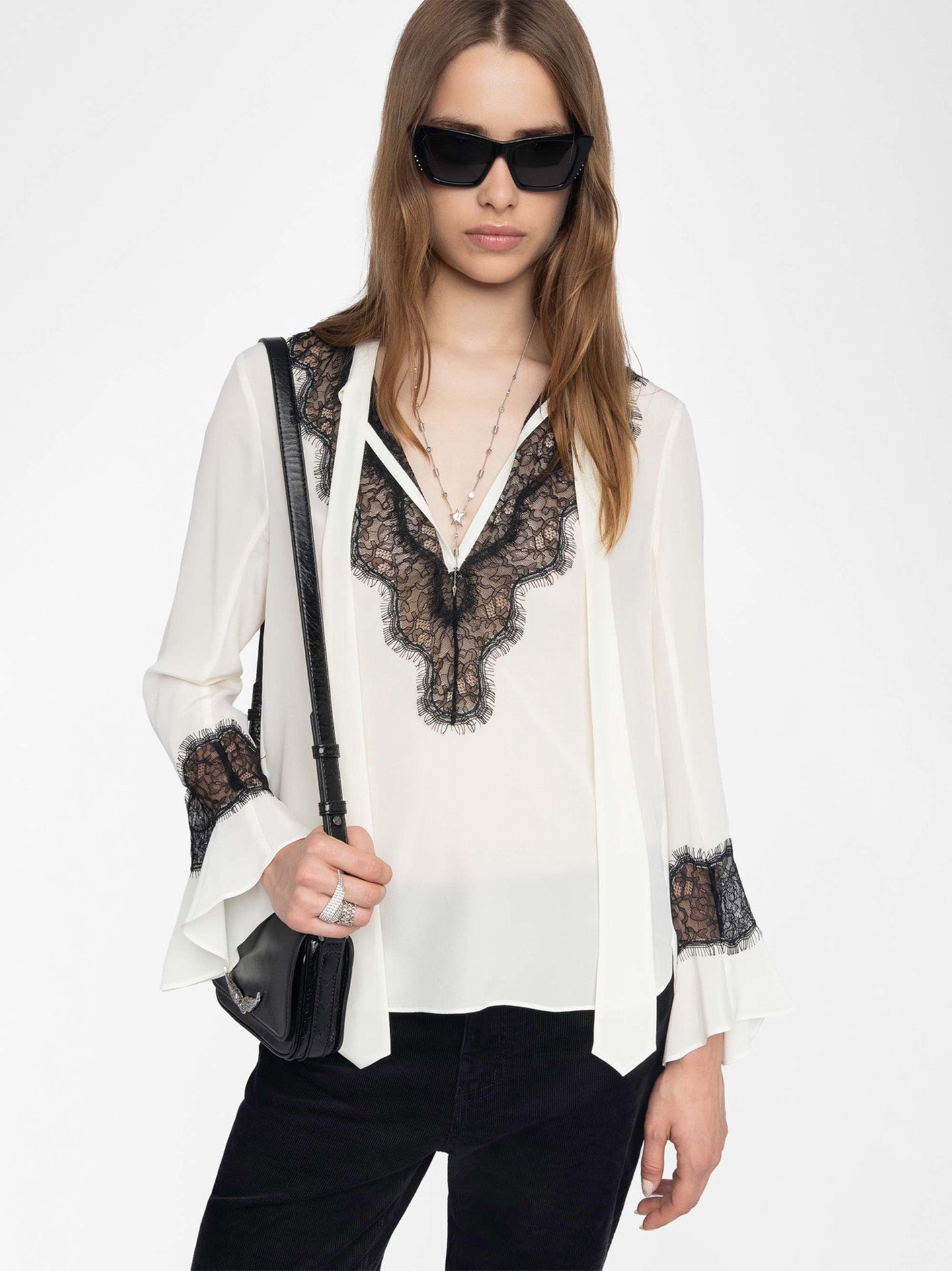 Tuan lace blouse, White/Black