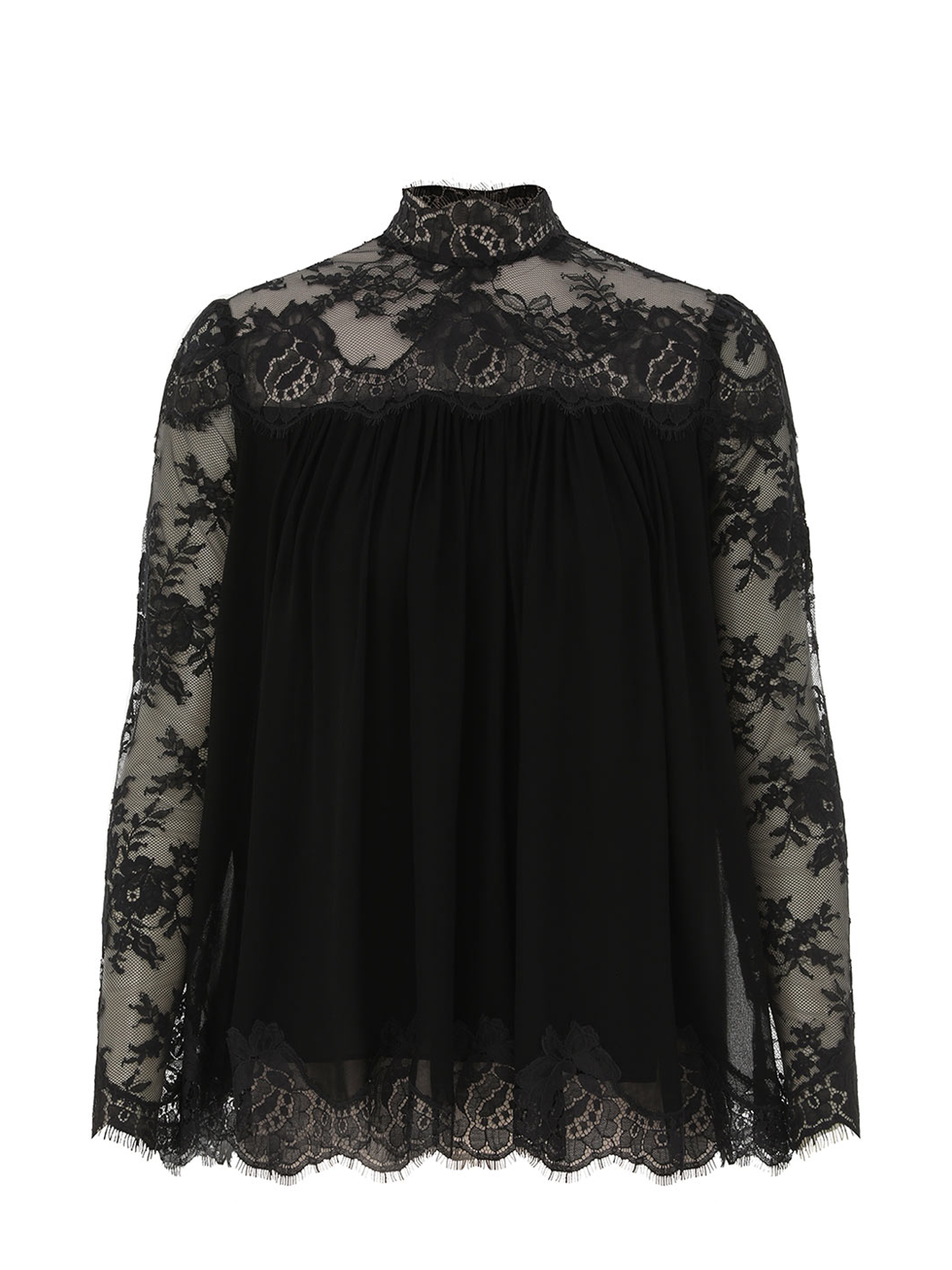 Hypnotic lace yoke top, black
