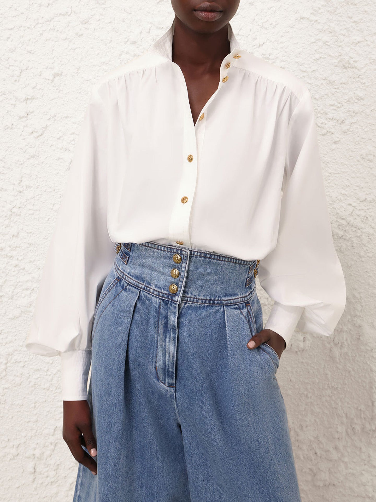 Utility billow blouse, ivory