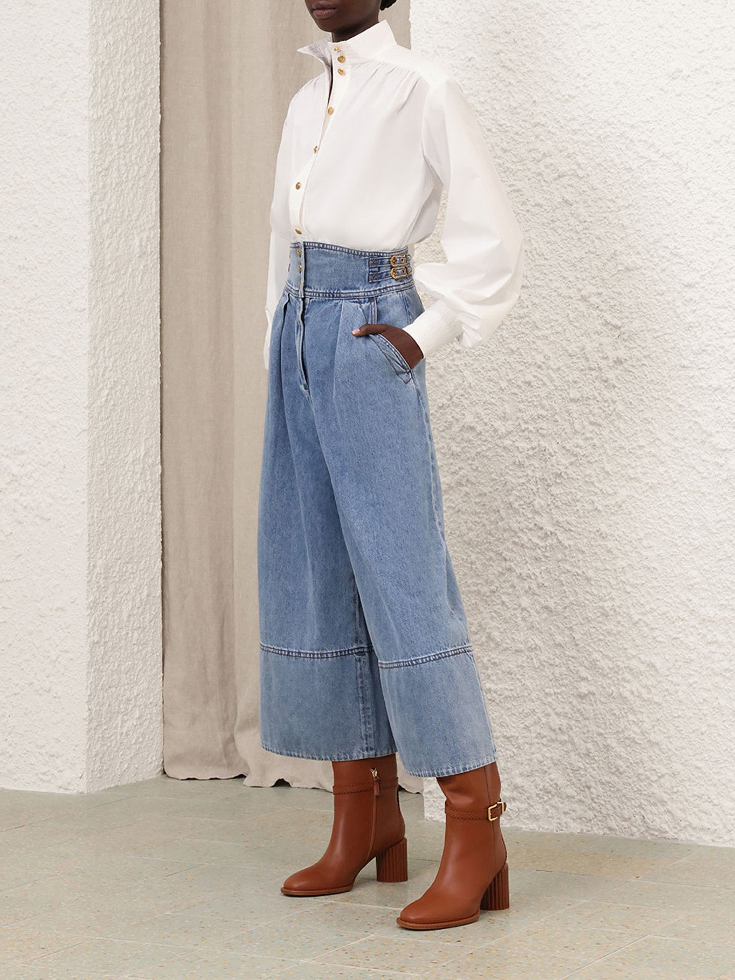 Utility billow blouse, ivory