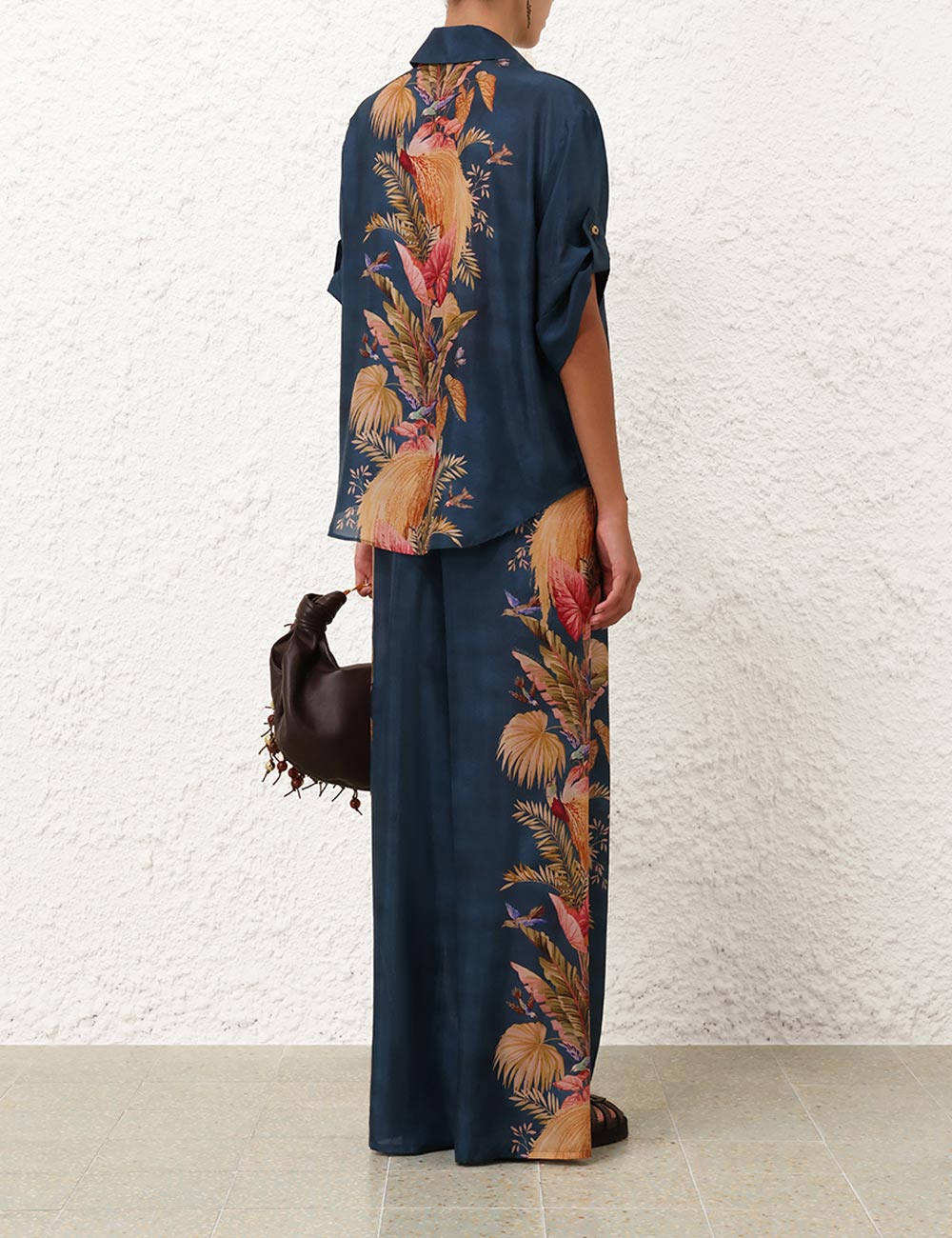 Ascension Relaxed Pant, dark blue palm floral print