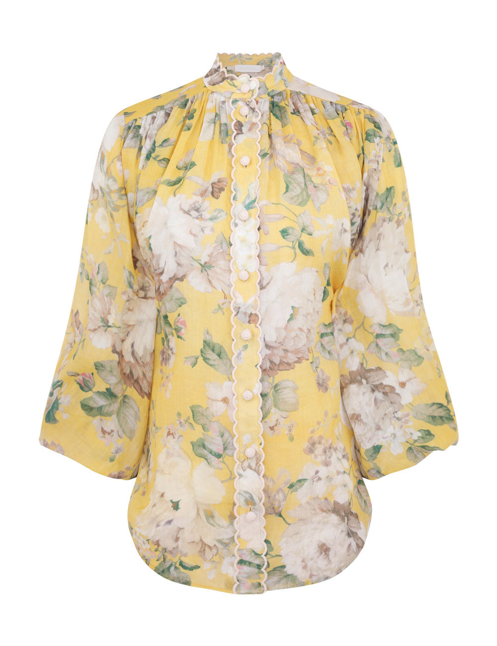 Acacia Scallop Blouse, yellow floral