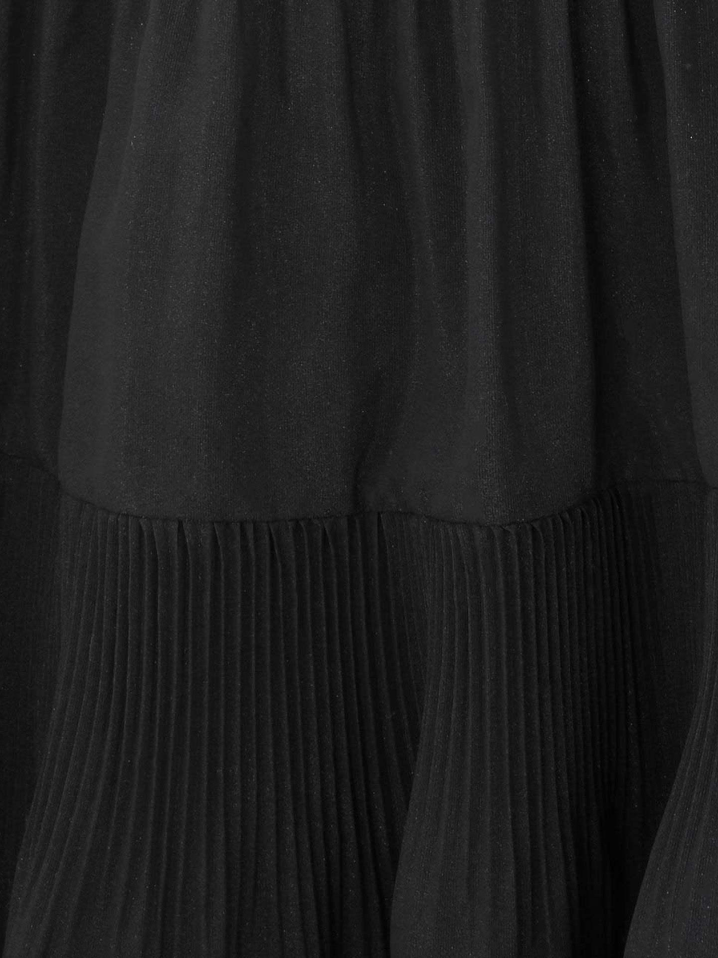 Pleated frill mini dress, black