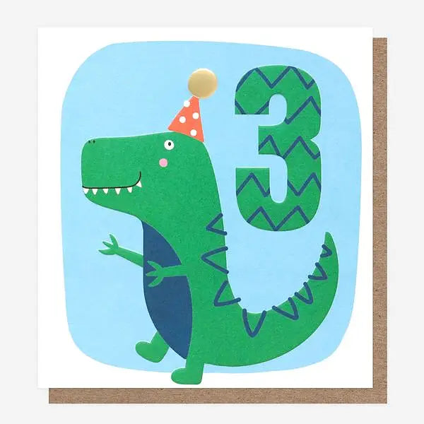 3rd birthday party pals dinosaur, birthday card