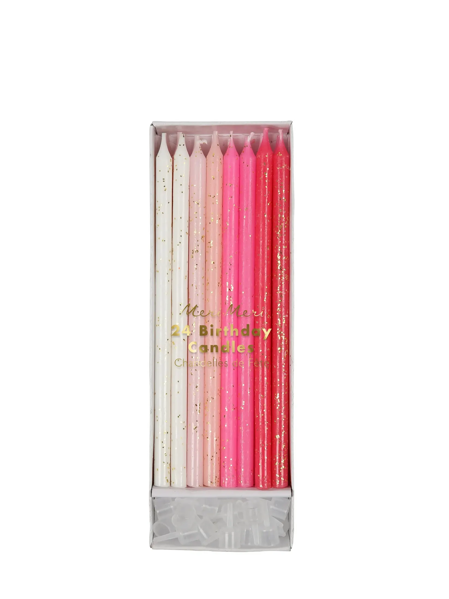 Pink Glitter Candles (24 pcs)
