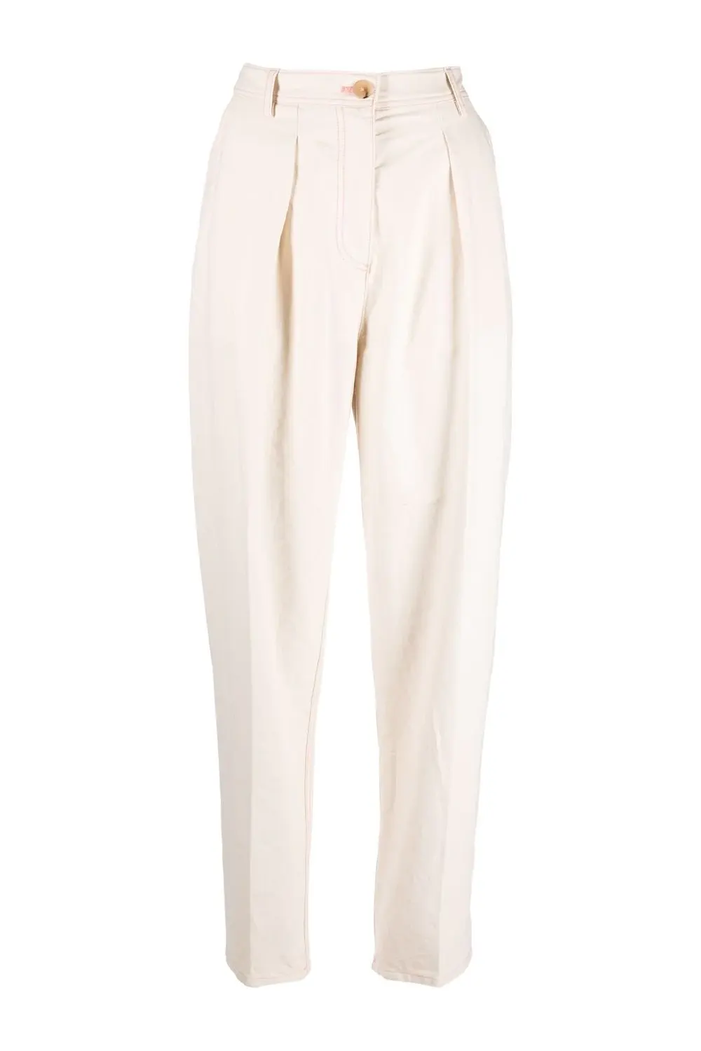 High-waisted pleat-front trousers, ecru