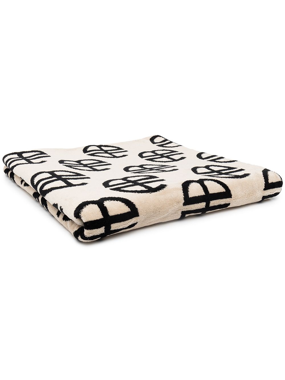 Bahia towel, beige-black monogram print