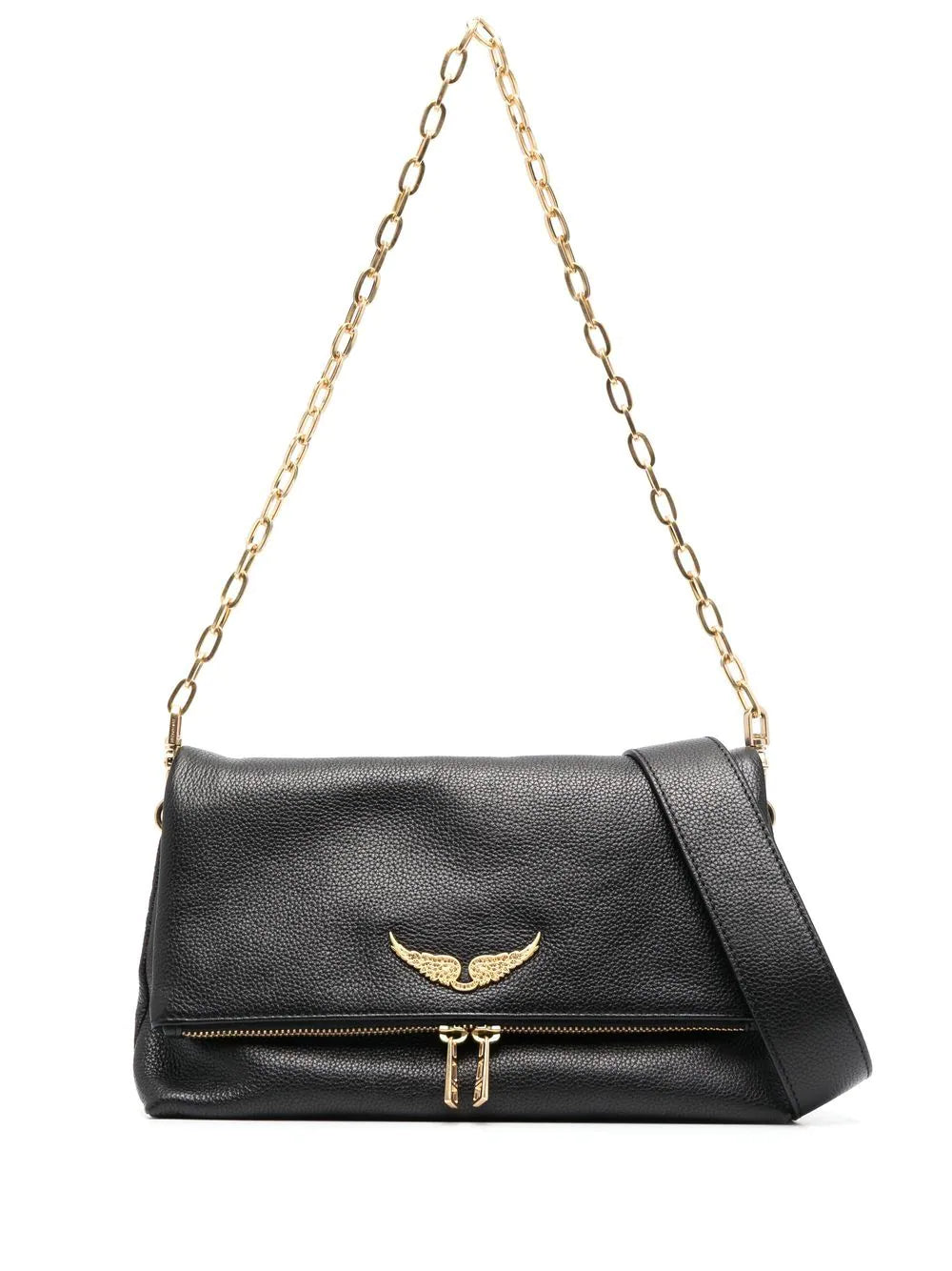 ROCKY GRAINED LEATHER bag, black-gold