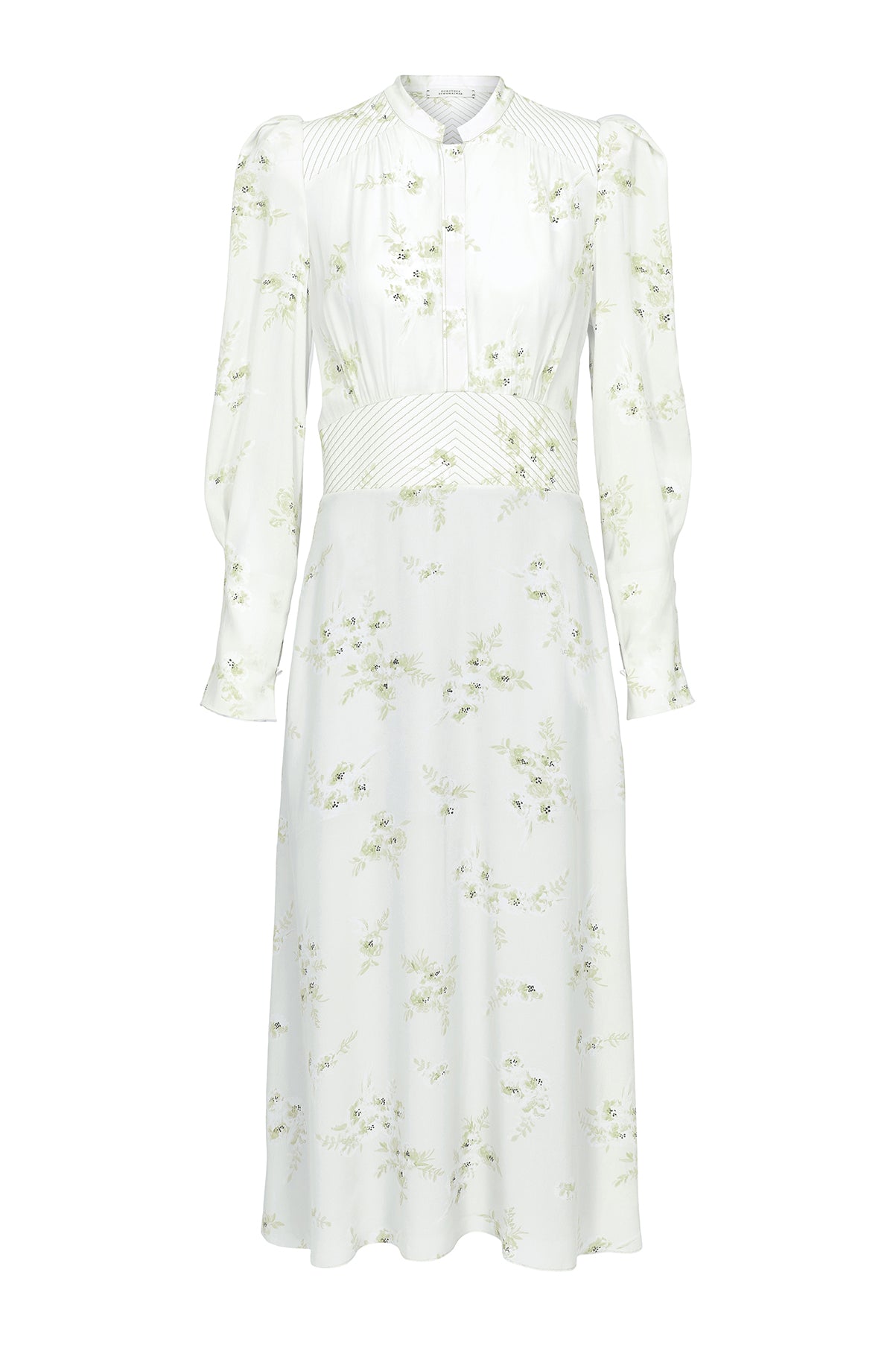Floral-print silk-blend dress, light green