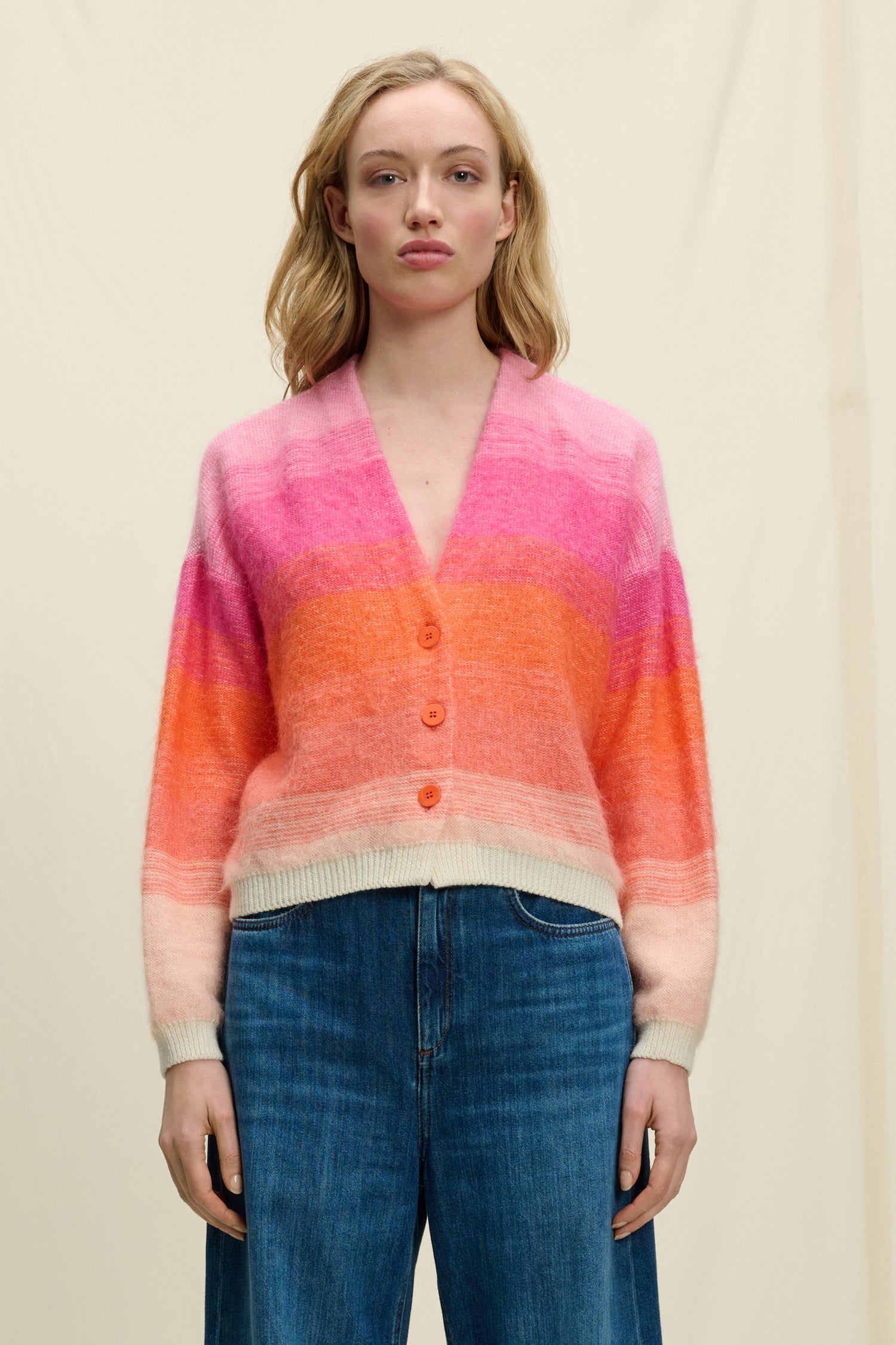 Electric Degrade cardigan, pink-orange