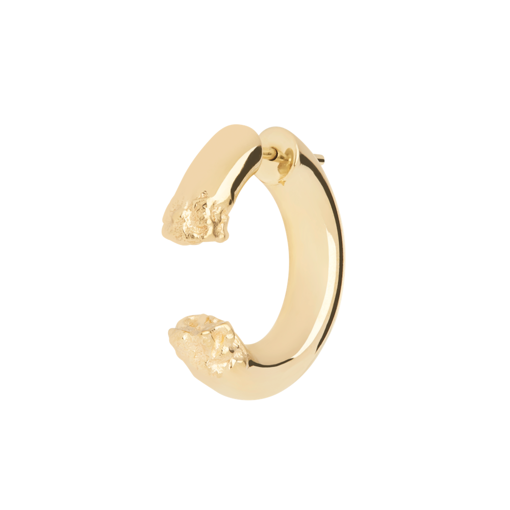 Terra 24 textured hoop earring, gold plated
