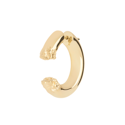 Terra 24 textured hoop earring, gold plated