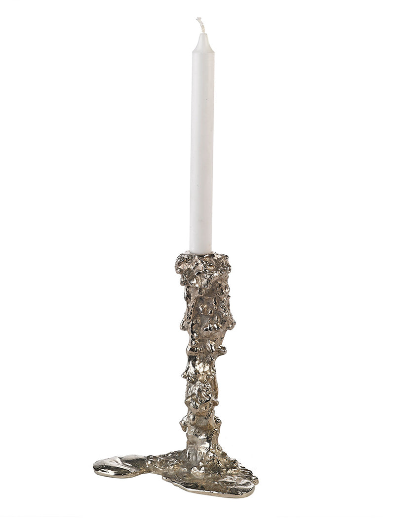 Drip L candle holder, silver