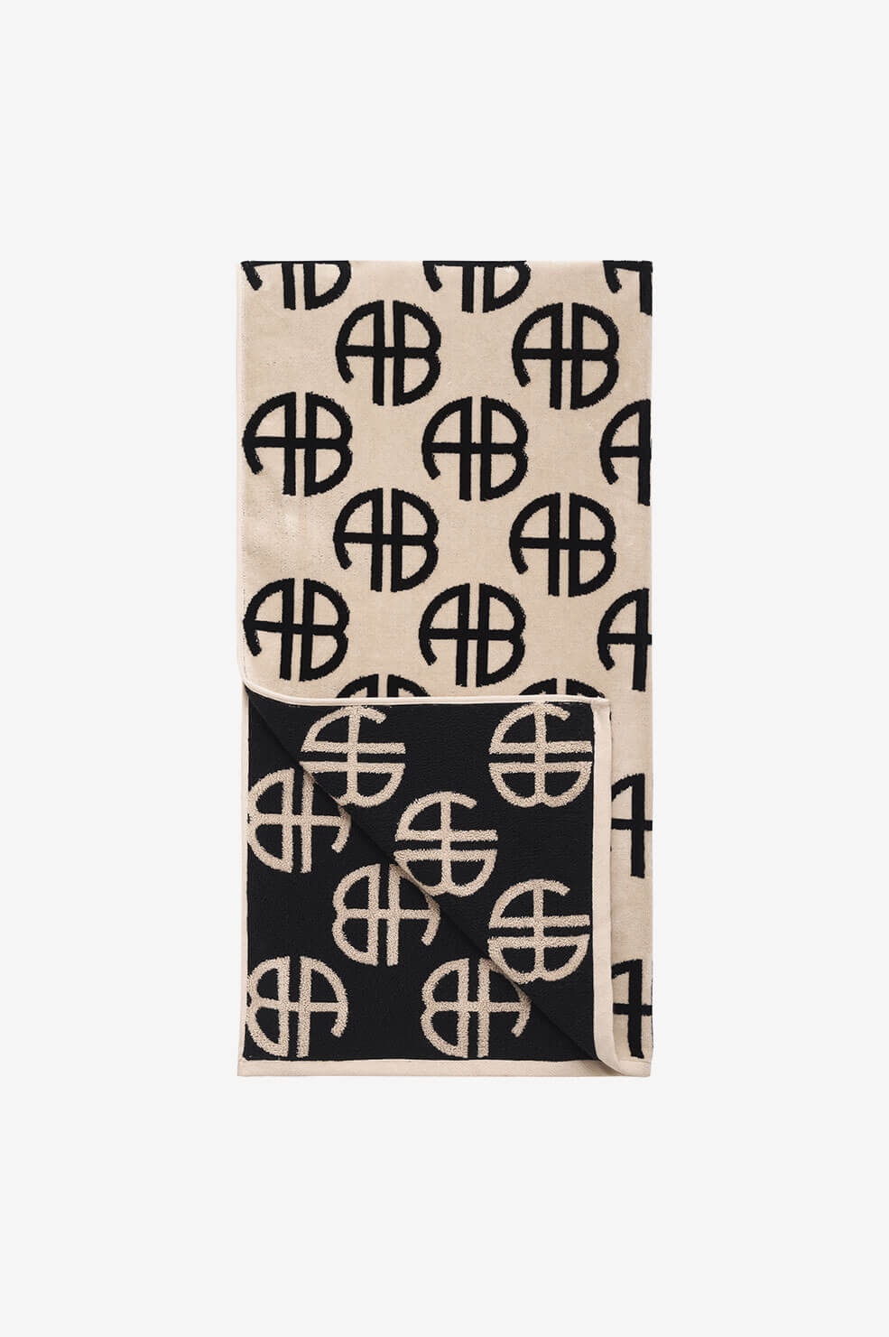 Bahia towel, beige-black monogram print