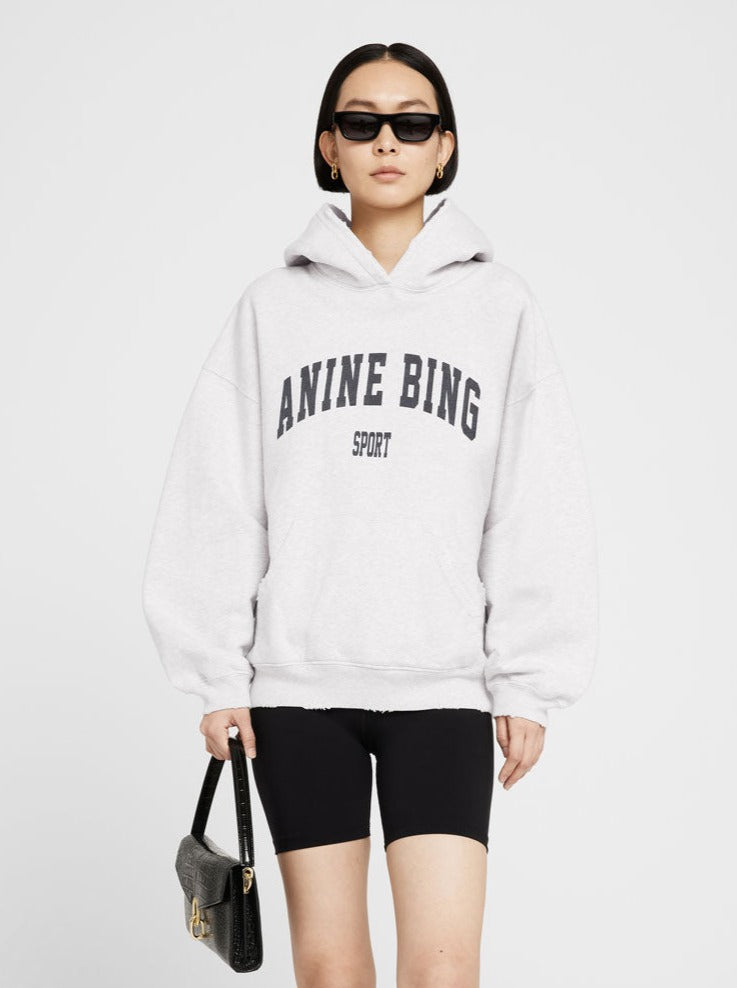 Harvey logo-print hooded sweatshirt, heather grey