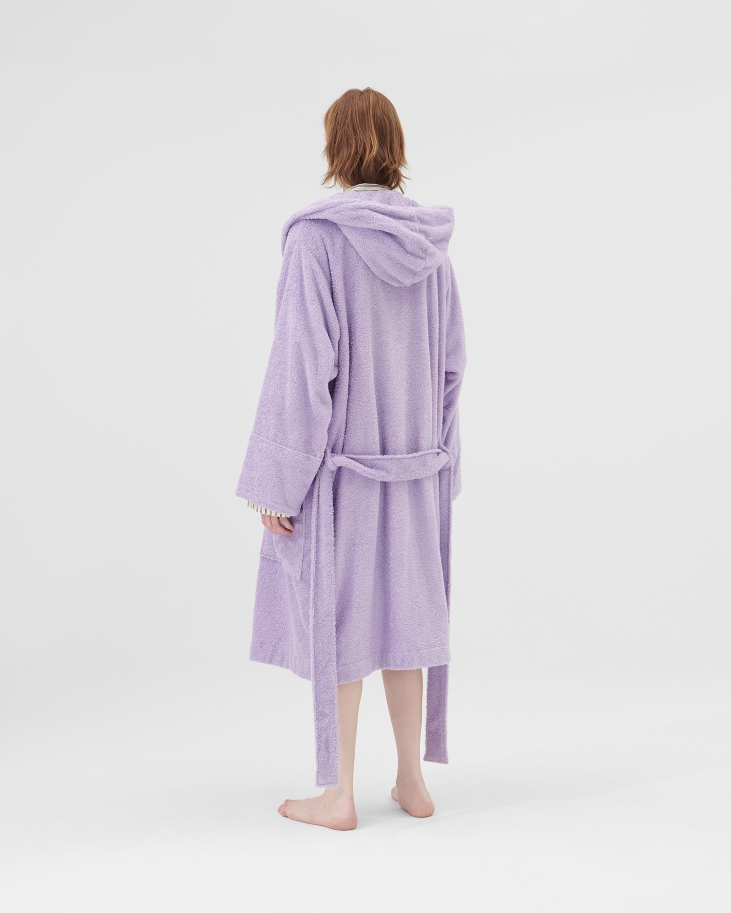 Terry Hooded bathrobe, lavender, S