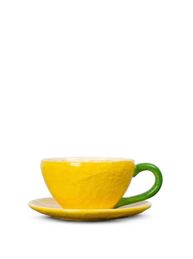 BYON: Lemon cup and plate, yellow