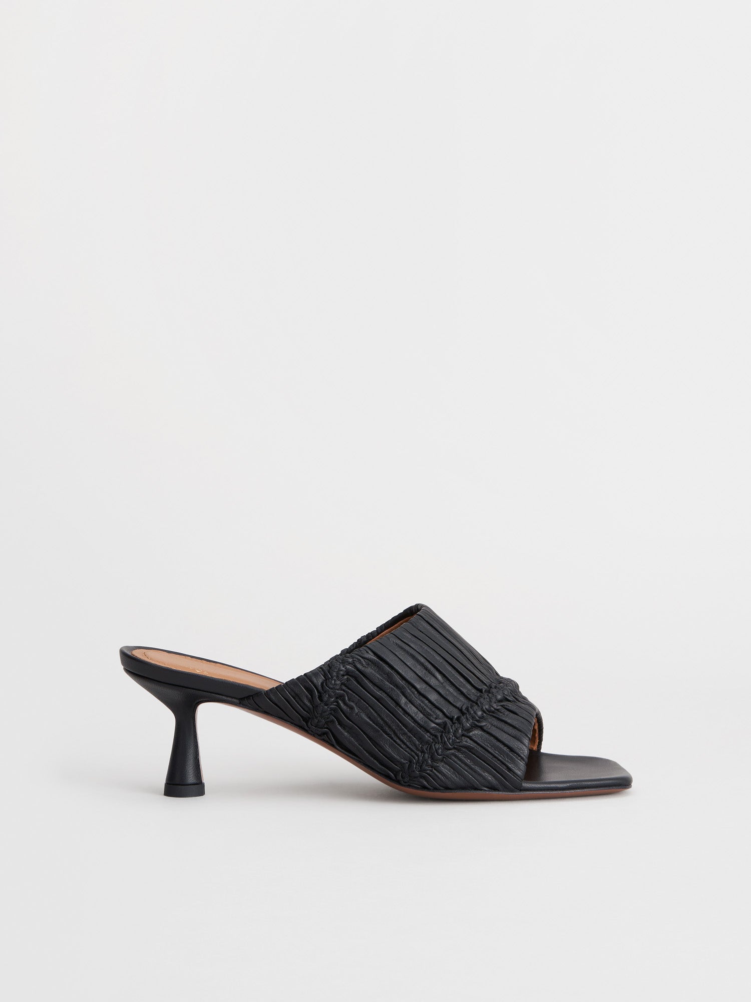 Caserta square-toe leather mules, black
